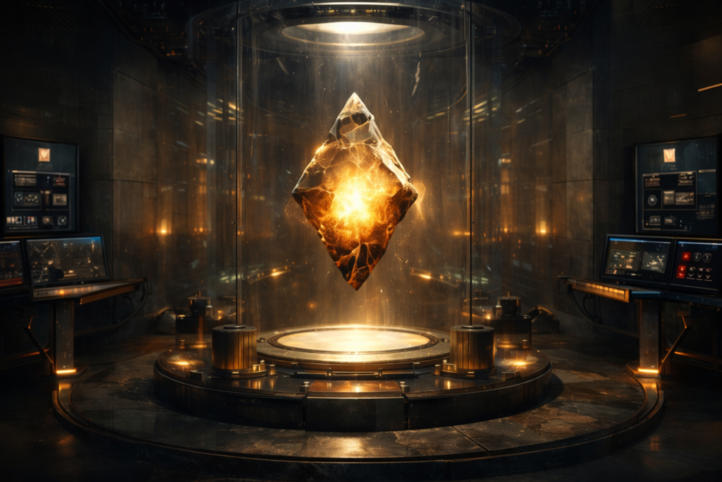 Artifact containment chamber inside a factions headquarters.